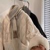 Rhombus grid short collarless inner lamb wool splicing casual cotton-padded jacket cotton-padded clothing girlfriend winter