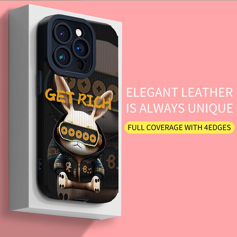 

Персонализированный кожаный мягкий силиконовый чехол для телефона в стиле панк-панк с роботом-кроликом, задняя крышка с объективом камеры, полная защита iPhone 7 чёрный