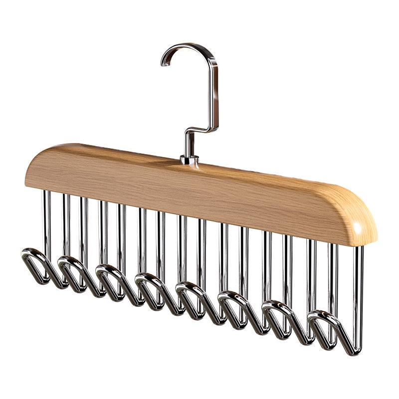 Multifunctional Wooden Sling Hanger for Underwear & Vests - Solid Wood Hook & Wave Clothes Rack