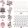 Holy Cow Im One Birthday Decorations Hanging Swirl for Baby Girl, Pink Cow First Birthday Foil Swirls Party Supplies, Baby 1st Bday Cow Theme Ceiling