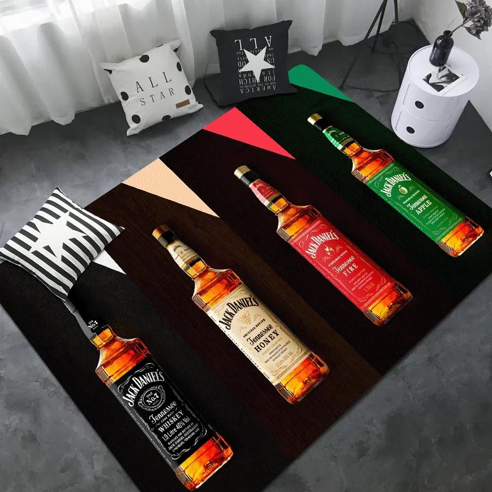 J-Jack-Daniels Whisky Pattern Room Mats Washable Non-Slip Living Room Sofa Chairs Area Mat Kitchen Alfombra