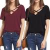 Stylowy Bawełniany T-shirt Damski Plus Size z Dekoltem V, Krótkim Rękawem, Luźnym Krój