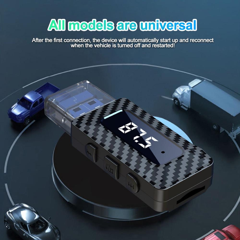 Auto Bluetooth 5.3 FM Transmitter Empfänger Freisprecheinrichtung Mini USB Wireless Adapter Auto Audio mit LED Anzeige für Auto FM Radio