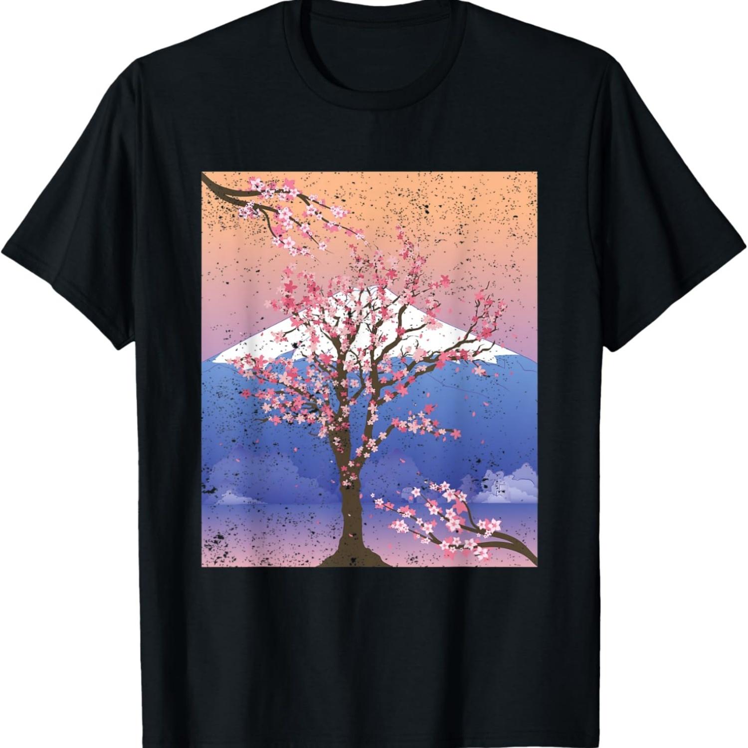 

Flower Pink Sakura Tree Mountain Cherry Blossom T-Shirt S
