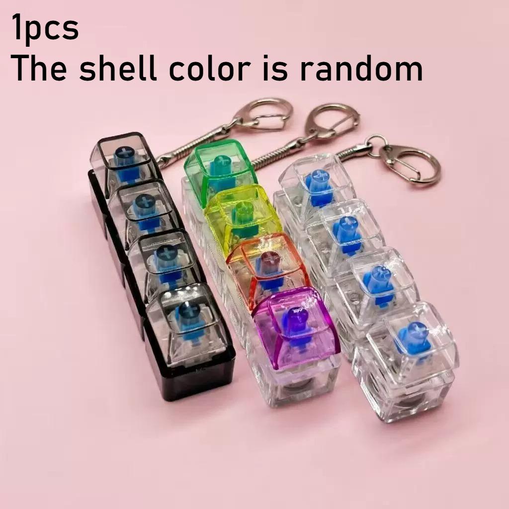 Beleuchtet LED Tastatur Schlüsselanhänger Fidget Spielzeug Clicker Sensorisches Spielzeug Stressabbau für Tastatur Schlüsselanhänger Fidget Gadget für Erwachsene Spielzeug