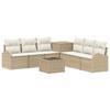 Sofa Set 8 Pieces Beige and Cream White Poly Rattan and Steel