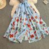 Summer Women Elegant Turn-down Collar Designer Print Long Midi Runway Party Shirt Dresses With Belt