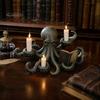 Dekorativer Säulenkerzenhalter Oktopus Halter, Langlebige Harz Halloween Skulptur, Dunkle Fantasy Handgefertigter Statuenstil Kerzenständer Statue, für Zuhause