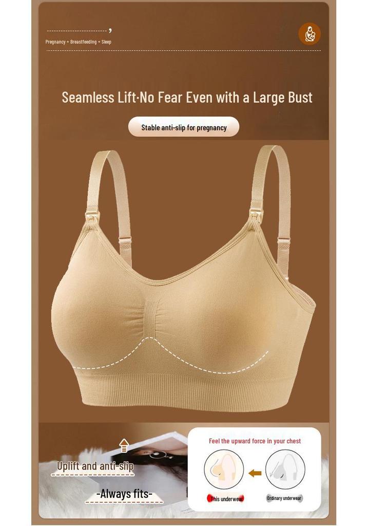 Seamless Plus Size Nursing Bra - Adjustable Front Buckle, Push-up, Postpartum, for Pregnant Women