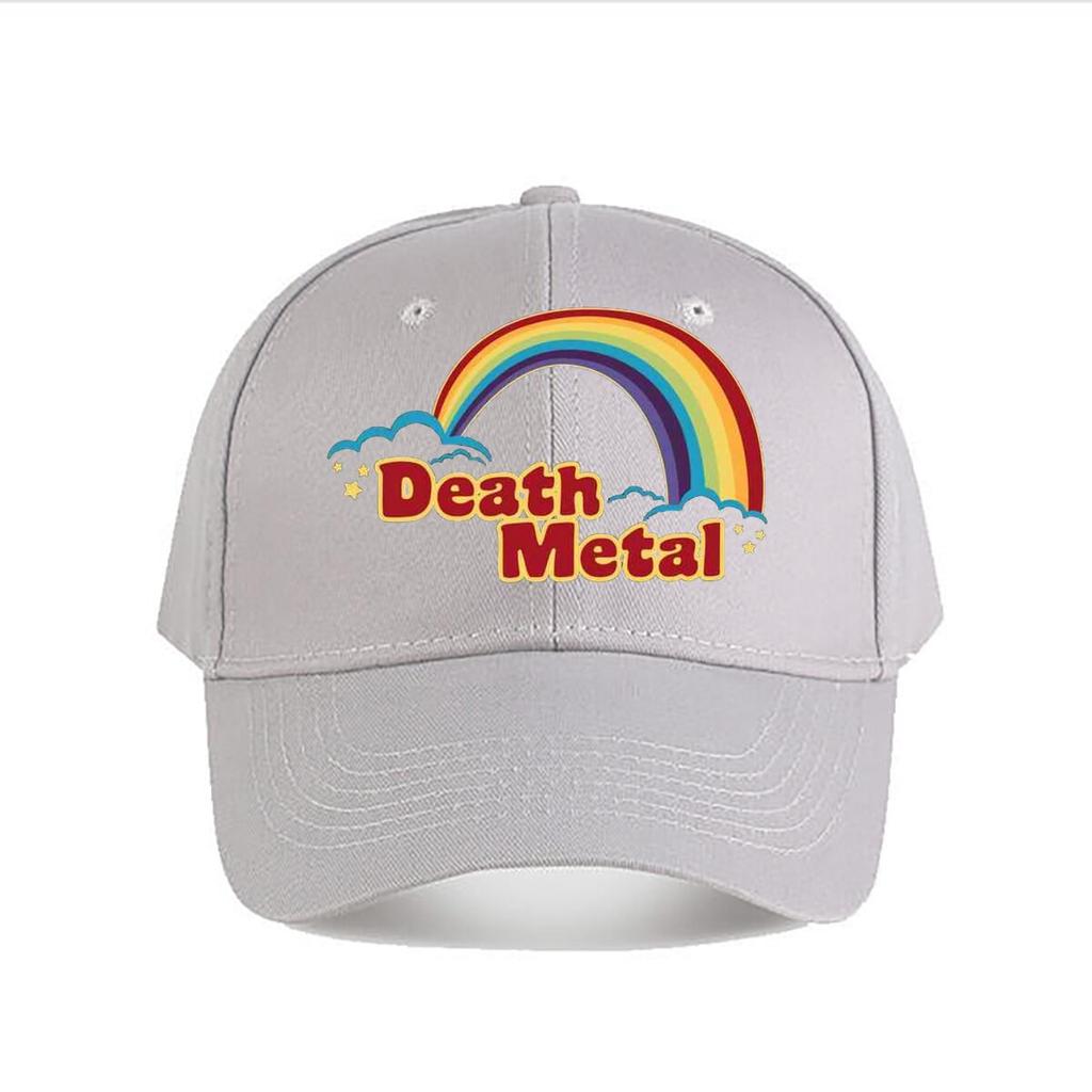 Rainbow  Death Metal Contrast Kitsch Emblem Design Baseball Cap Fashion Outdoor Sports Sunhat Unisex Snapback Cap WoUnisexs