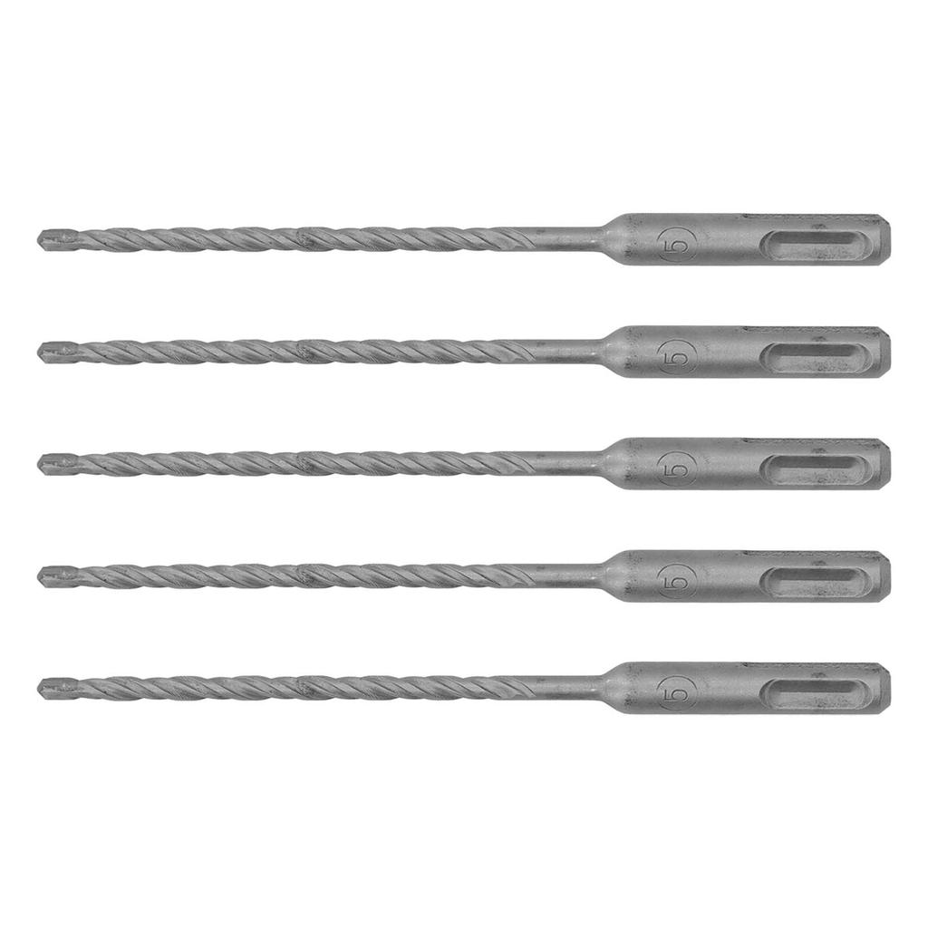 5 Pcs Rotary Hammer Drill Bit 160mm Length 2 Flute Self Centering Carbide Tip Impact Drill Bits for