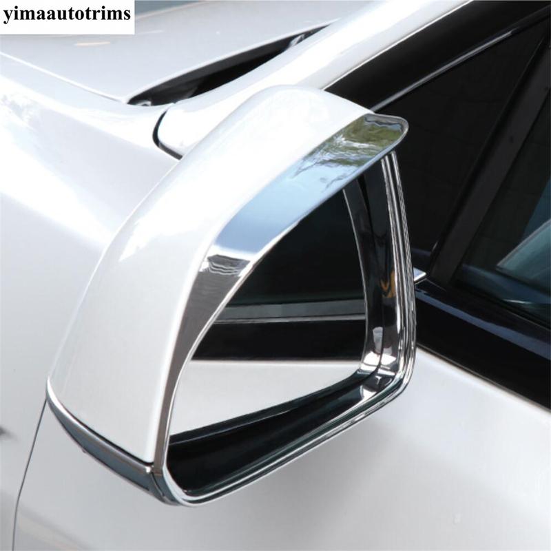Side Rearview Mirror Cap Rain Shade Rainproof Eyebrow Cover Trim Chrome / Carbon Fiber Accessories For Tesla Model 3 2018 -