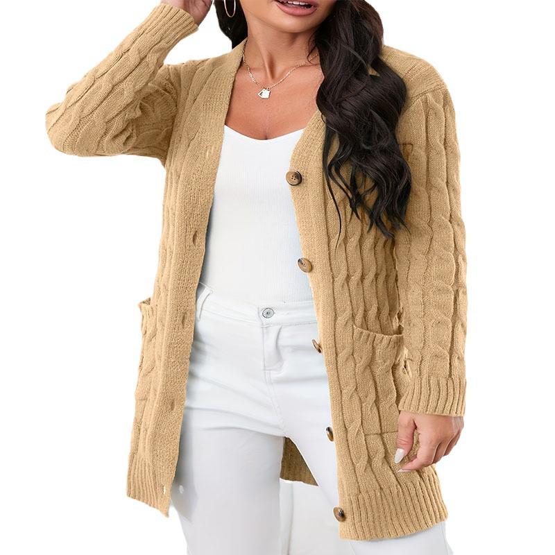 Women's Cable Knit Cardigan - Autumn/Winter Button Sweater