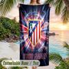 Beach Towel Atletico Madrid Print Custom Name Text Soft Towel for Swimming Pool