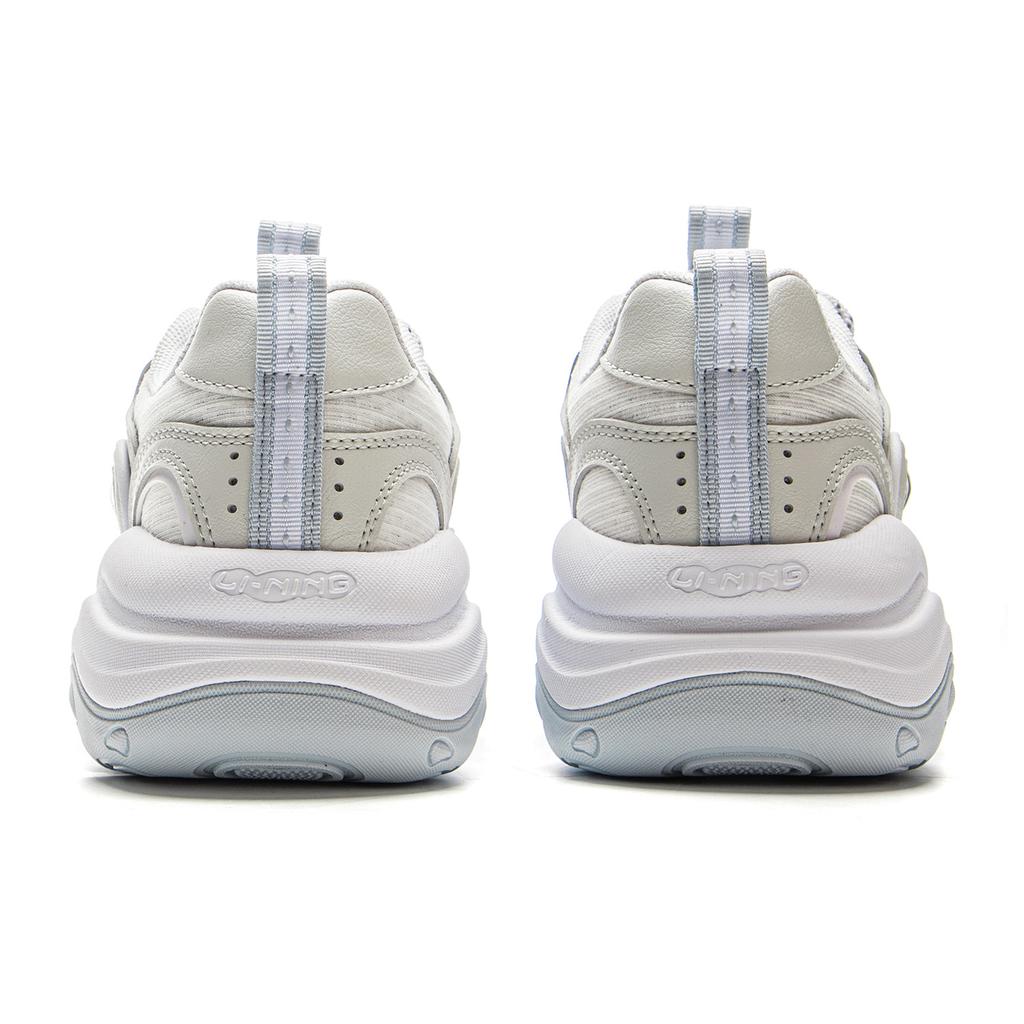 Li Ning Honey Universalūs Retro Madingi Dad Batai Storu Padu Moteriški Sportbačiai Šviesiai Pilki Standartiniai Balti AGCV276-1