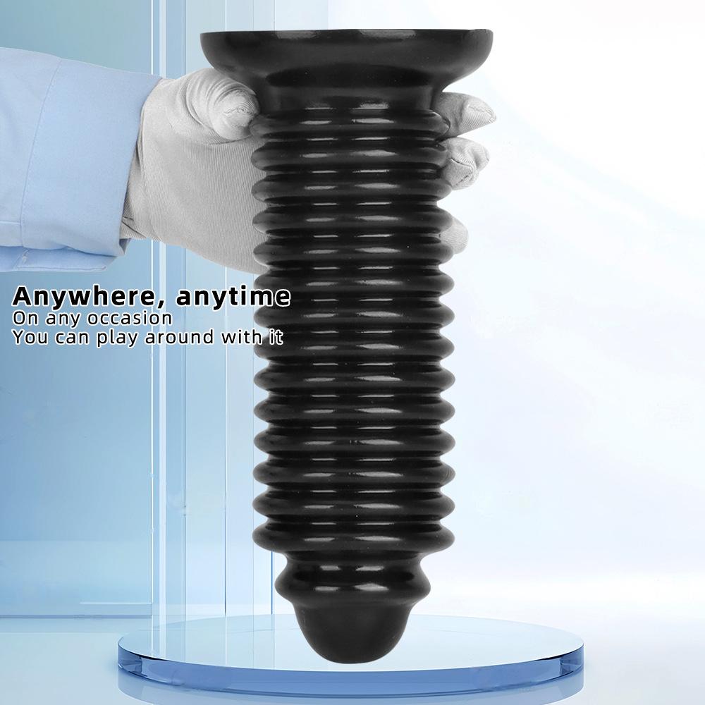 Black PVC Threaded Large Dildo Butt Plug Fisting Sex Toy Strap on Penis Big Dick Realistic Penis BDSM