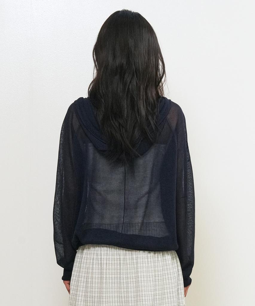 GENERALIDEA Sheer Hooded Knit Pullover [Navy] / Gf2Lkp526