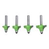 4 Pcs Roundover Router Bit 8mm Shank 58in 34in 78in 1in Radius High Hardness Corner Rounding