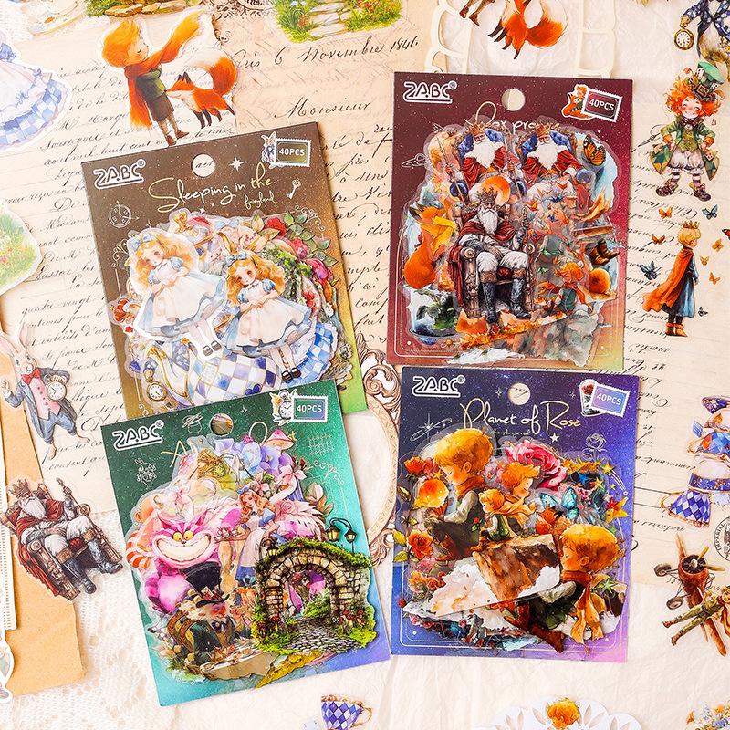 40 pcs/pack Vintage PET Stickers, Creative Journal Decorations, Scrapbooking Collage Supplies
