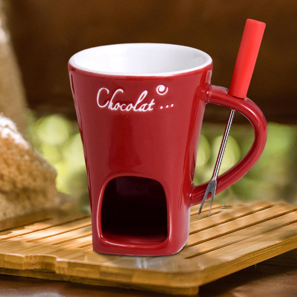 Hrneček na svíčku na ohřívání jídla Keramický hrnek s vidličkou Osobní fondue hrnky Kreativní hrnek na kávu pro rande K narozeninám a svatbě