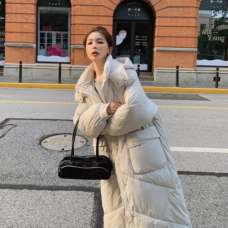 Long cotton clothes women's winter thickened warm loose casual hooded girlfriend style stand-up collar temperament cotton-padded clothes