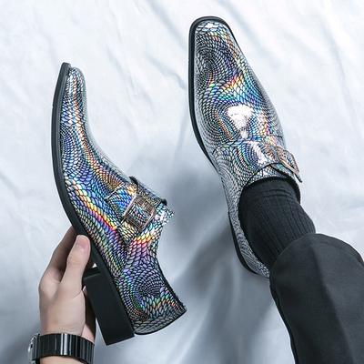 Designer Gentleman Dress Chelsea Mirror Patent Leather Shoes For Male Luxury Hip Hop Monk Strap Loafers Wedding Prom Footwear