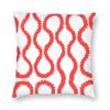 Red Squiggle Square Pillowcase Polyester Linen Velvet Pattern Zip Decor Room Cushion Cover
