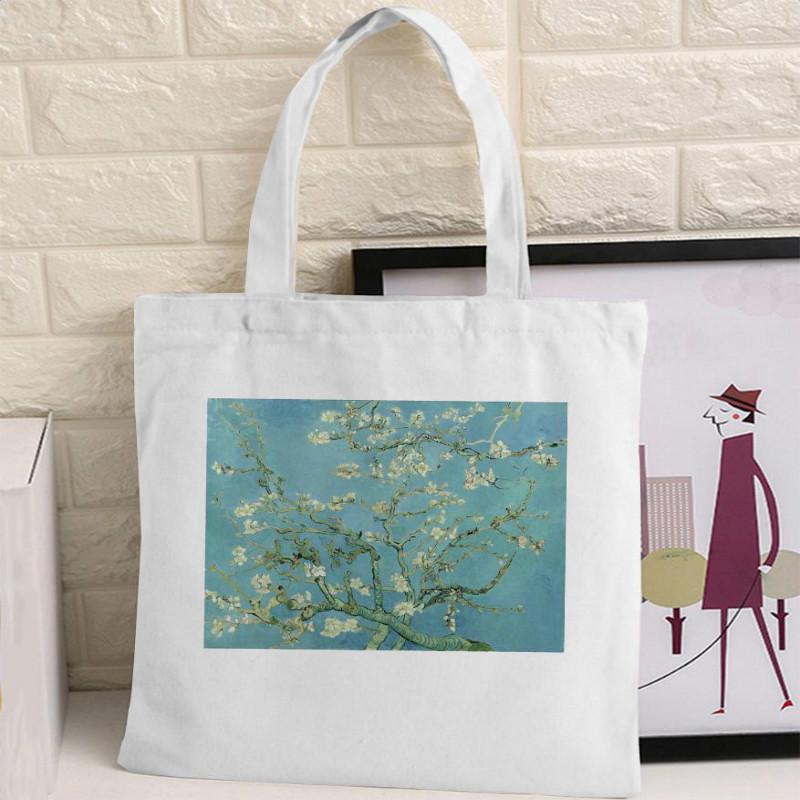 Van Gogh Graphic Cartoon Printed Canvas Shoulder Bag Female Harajuku Ulzzang Shopper Bag