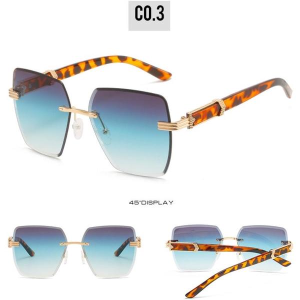 Oversized Rimless Sunglasses for Women Geometric Diamond Cutting Gradient Lens UV Protection Fashion Shades Trendy