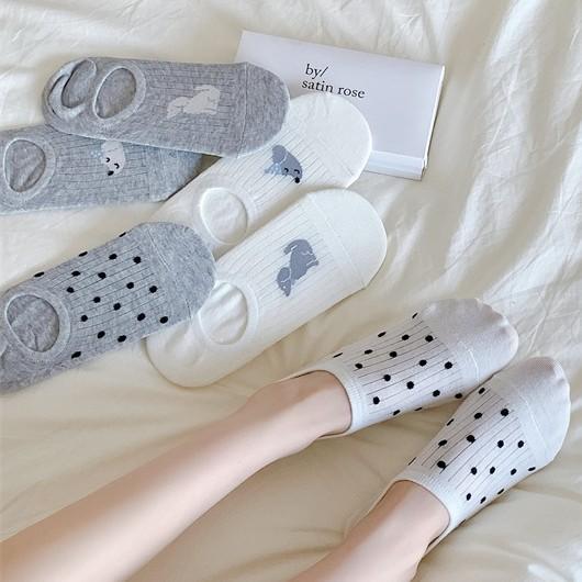 Bootsocken, Welpen Unsichtbare Socken, Kleine Weiße Socken, Gepunktet Cartoon, Low-Top Anti-Rutsch Unsichtbare Socken, Flacher Ausschnitt