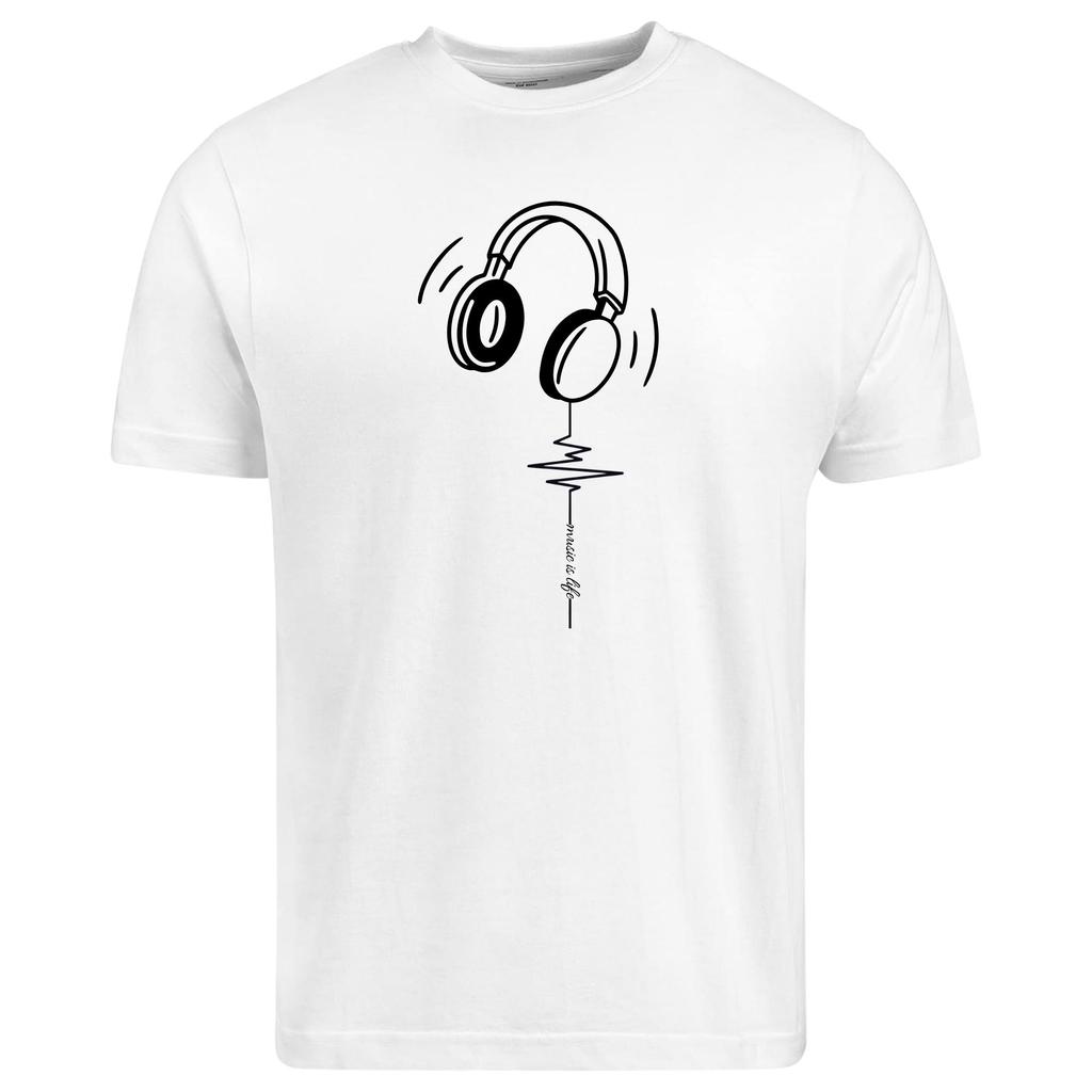 Music Is Life TShirt Headphone Cool Music Mens Tracksuit Summer Crew Neck Pullover Cotton Casual Sportswear ShortSleeve Tops