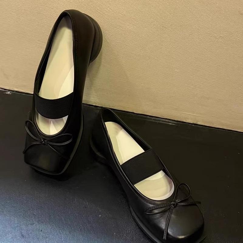 Retro Shoes, Shallow-mouthed Square Toe Single Shoes, One-strap Thick Heel Single Shoes