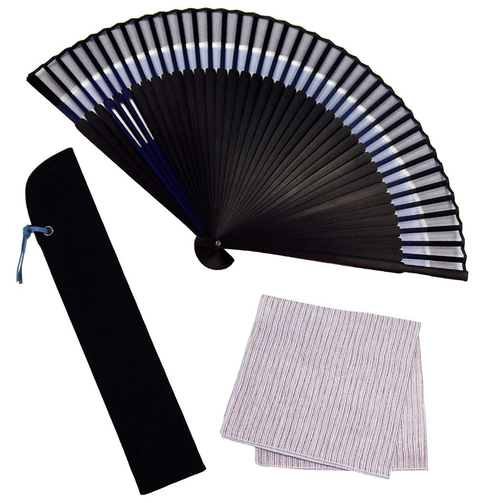 Stylish Folding Business Folding Fan Folding Fan Case with Double Navy [Osaka Choseido] Men's Fan, Style, Bag, Handkerchief, Size,