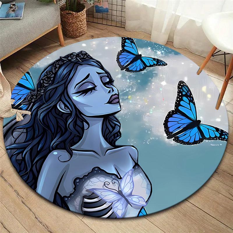 corpsebride Round Area Rug,Carpet Rug for Living Room Bedroom Sofa Playroom Decor,Non-slip Floor Mat