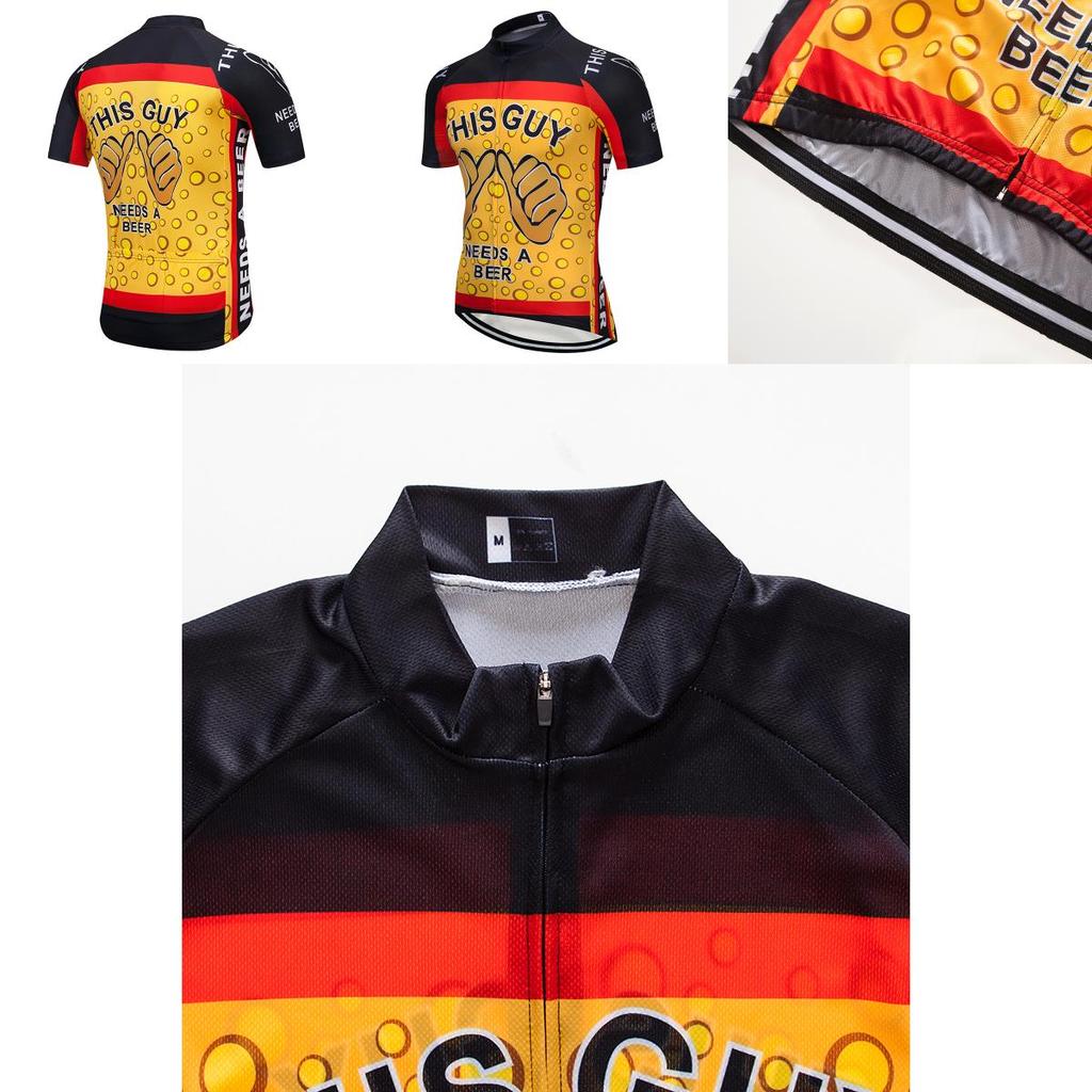 Sleek And Modern Men's Cycling Jersey Black Yellow Suitable For All Occasions