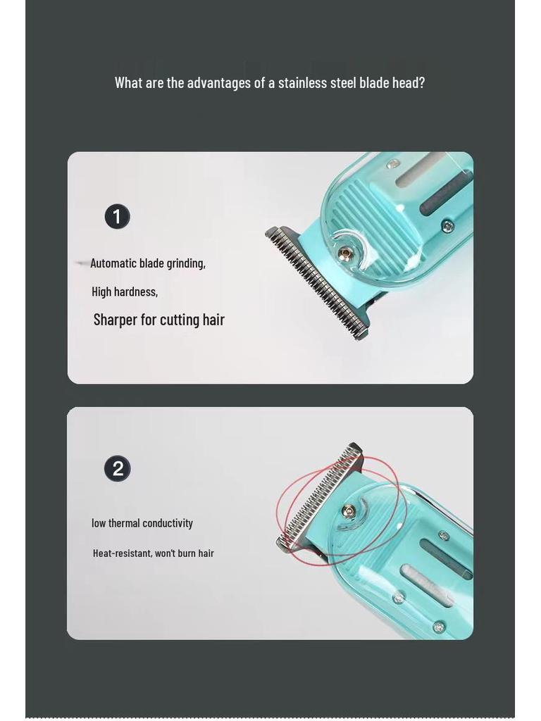 New Model USB Electric Hair Clipper with LCD Display - Professional Transparent Clipper for Barber Shops