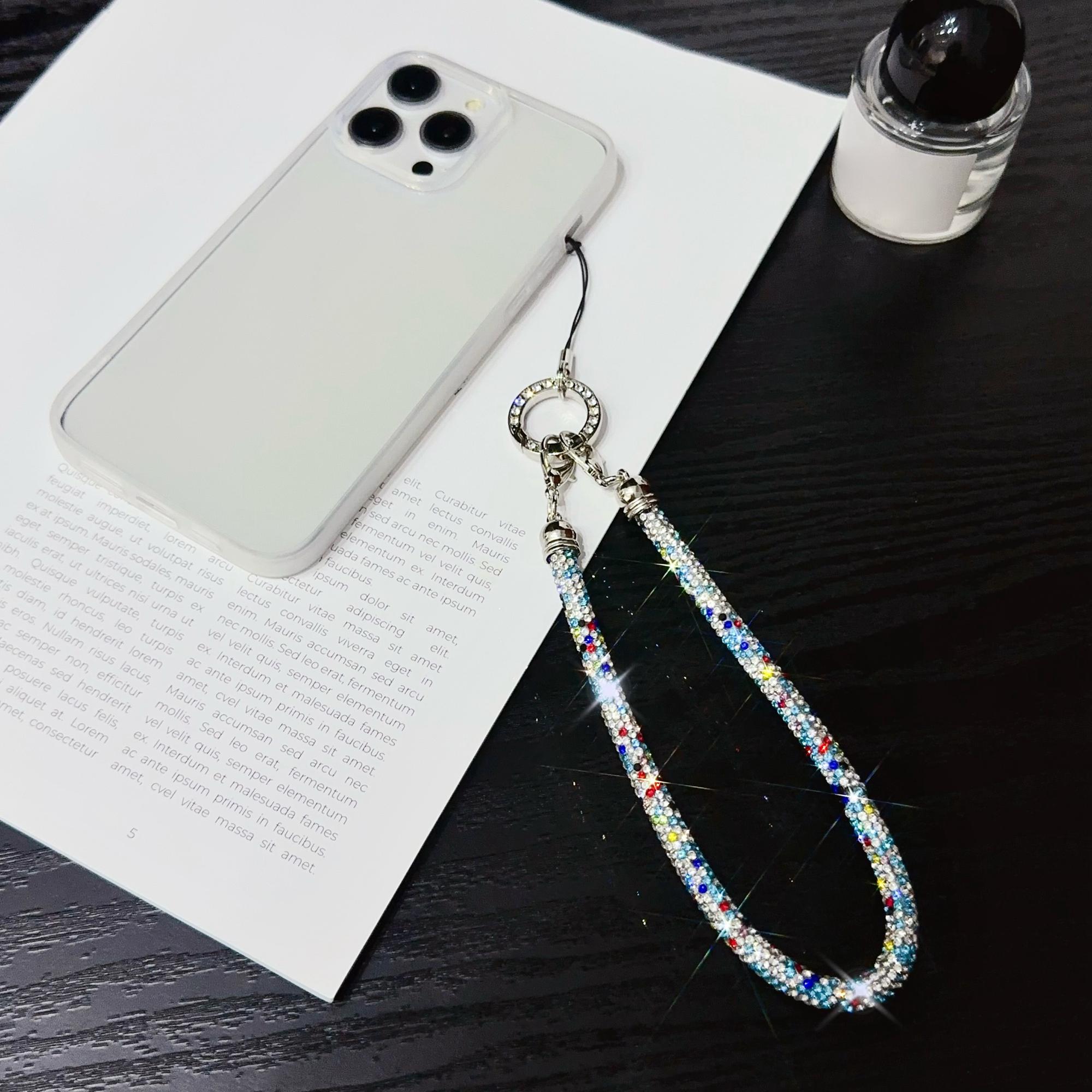 

Phone Wrist Strap Shiny Rhinestone Decor Hand Strap Lanyard,Length: 25cm White