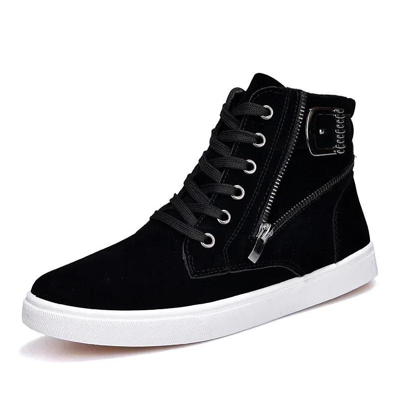 Men's Sneakers High Top Male Sports Boots Frosted Suede Comfortable Casual Sneakers for Men Retro British Style Male Shoes