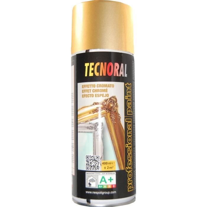 TECNORAL - Bombe de peinture aérosol - Effet Chraomé Or