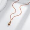 Rhombus Brown Natural Zircon Pendant Necklace For Women Fashion  Rose Gold Color Vintage Party Fine Daily Jewelry