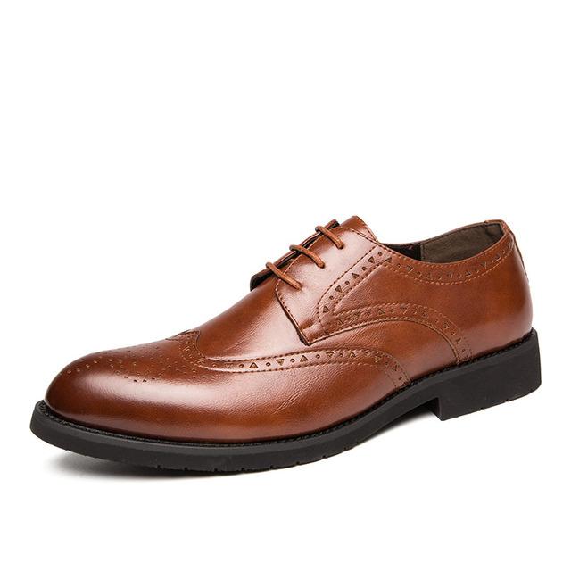 

Новая мужская обувь Модельные туфли Классические деловые туфли итальянского дизайна Мужские кожаные туфли-броги Модная повседневная обувь Бюро Мужская обувь 38 коричневый