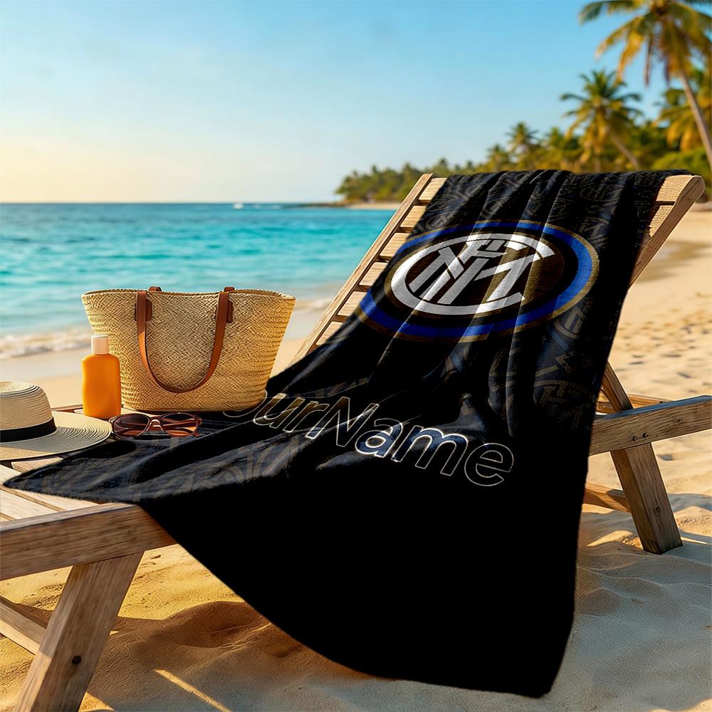 Inter Milan Customized Name Beach Towel High Absorbency & Quick-Dry Ideal for Travel Outdoor Swim Pool Yoga Surf Camping Hiking Gym Gift Holiday