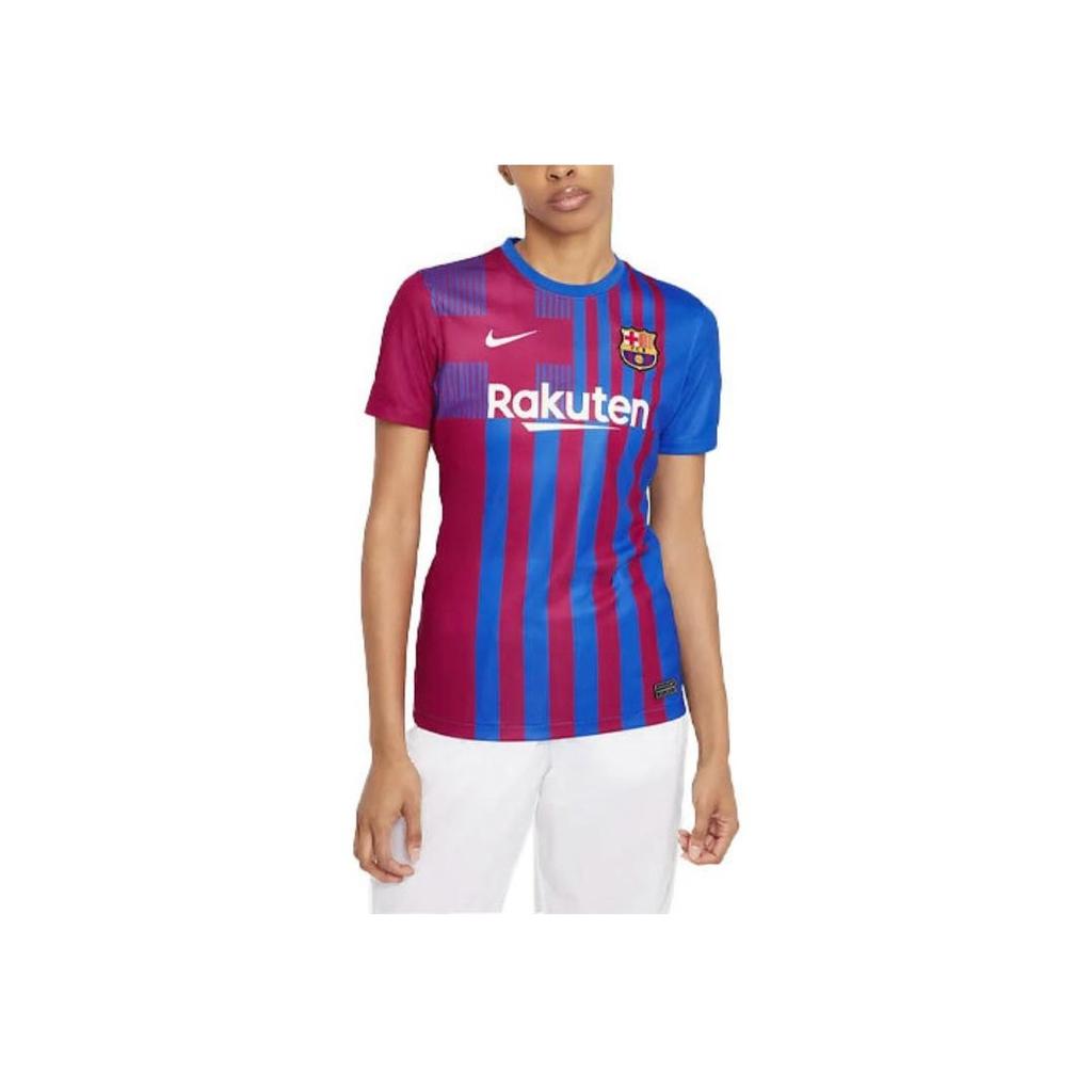 Nike Fan Edition 21-22 Season Barcelona Home Logo Quick-Dry Short Sleeve Jersey Women Jersey Blue CV8182-428
