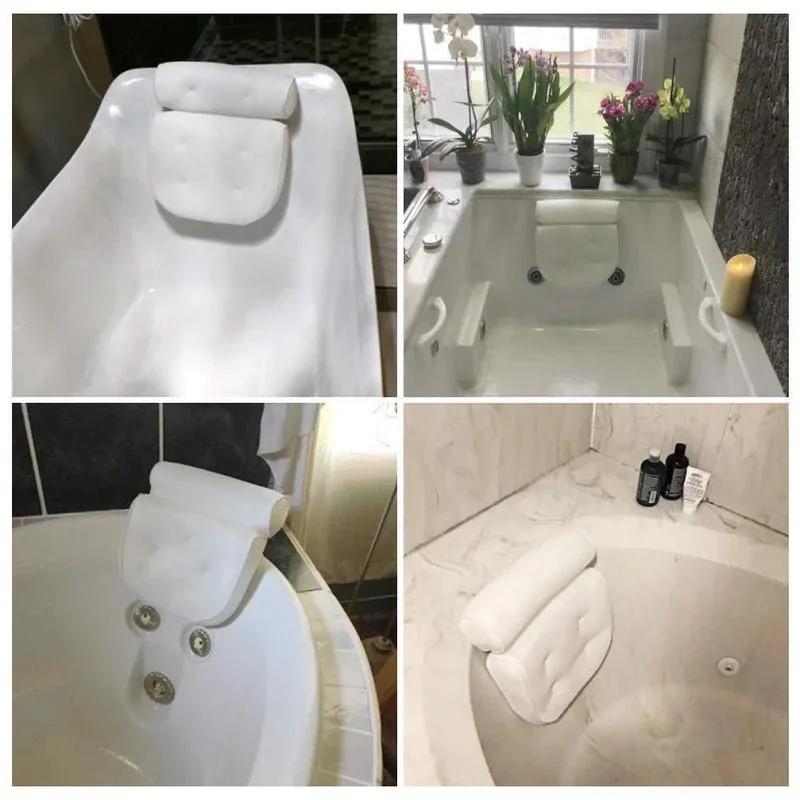 New Bath Pillow Non Slip Suction Cups Bathtub Pillow for Your Head & Neck LS