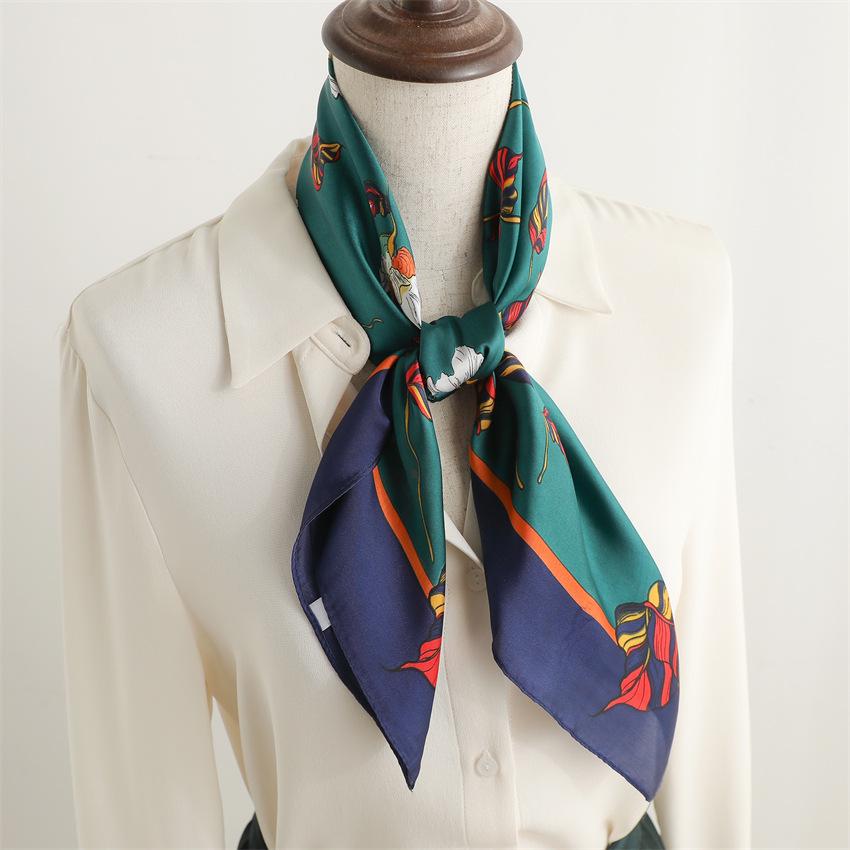 Vintage Peony Flower Silk Scarf Sunscreen Shawl Romantic Orchid Scarf Simulation Silk 71cm Square Scarf Professional Scarf Women