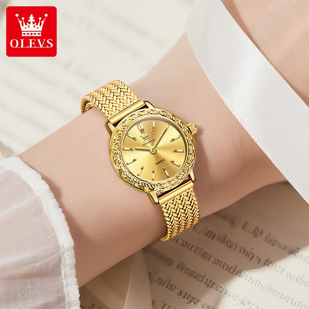 OLEVS Women's Watches Simple Fashion Original Watch Stainless Steel Mesh Strap Waterproof Luminous Watches For Women
