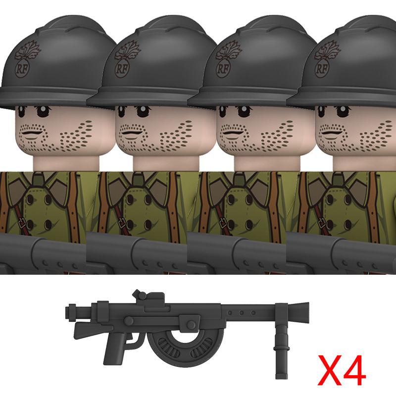 Non-Toxic Ww2 French Military Soldeirs Building Blocks Italy Warrior Italian Infantry Officer Gun Helmet Army War Weapon Bricks Toys Gift