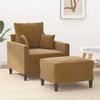 VidaXL Armchair with Footrest Brown 60 Cm Velvet, Sofa, Armchair, TV Armchair, Single Sofa, Seat, Recliner Sofa, 3201104