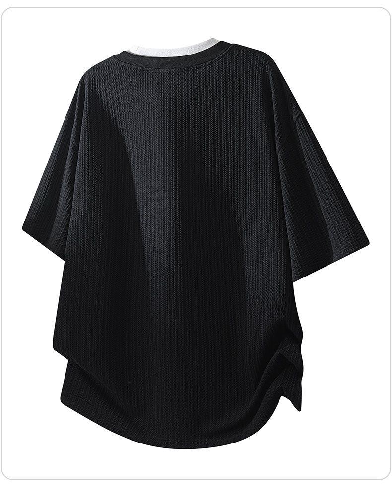 Men's Summer Trendy Casual Loose Fit Two-Piece Look Henley T-Shirt