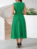 2025 Elegant V-neck Summer Dress: Pure Color & Temperament